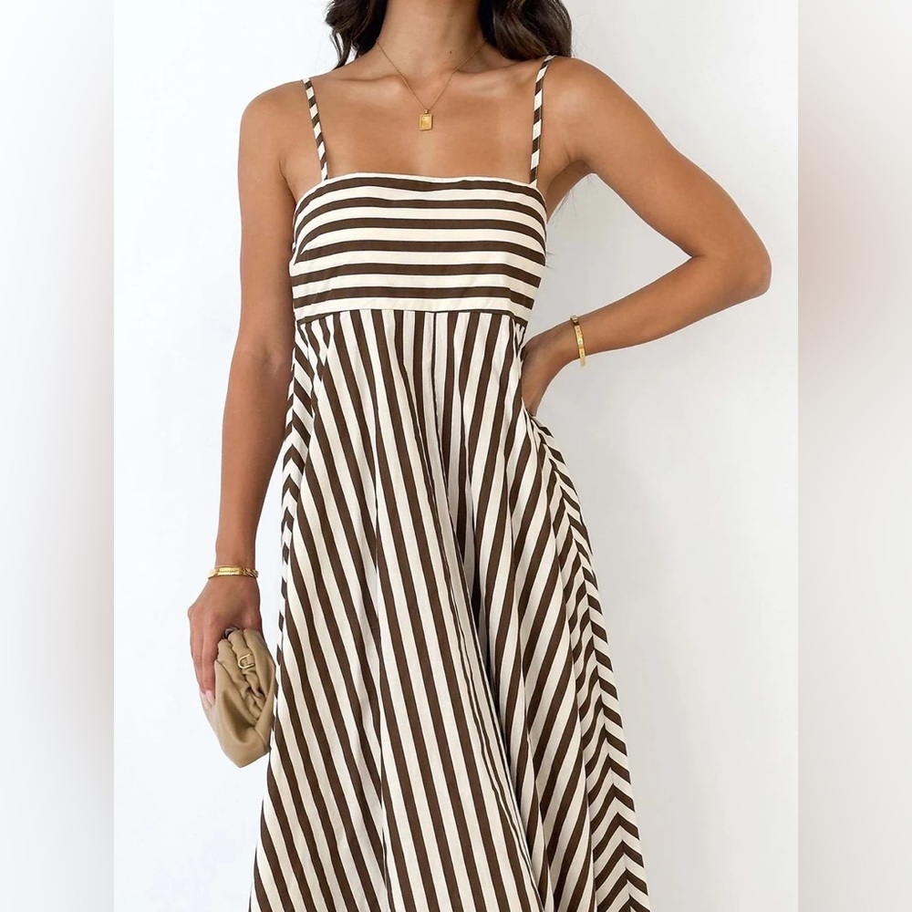 Commense Striped Pleated Cami Long Dress - Picture 4 of 13